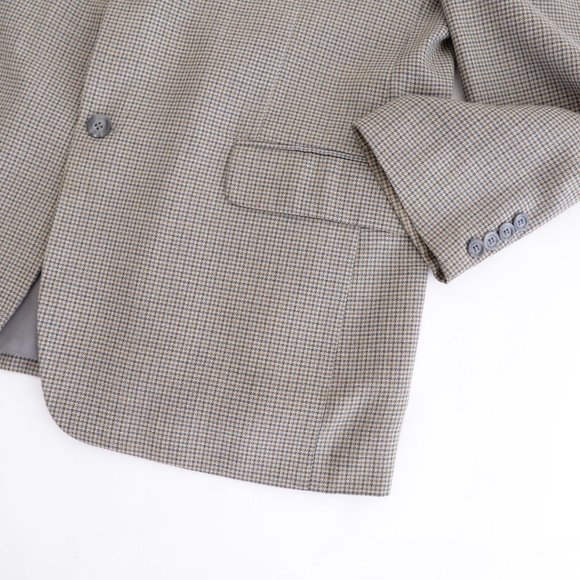 Andrew Fezza  Olive Houndstooth Silk & Wool Blazer Size 42R - Picture 14 of 15